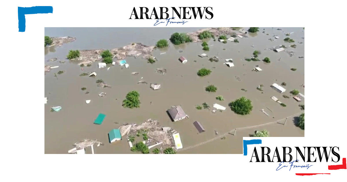 Vues aériennes de la région de Kherson inondée après la destruction du